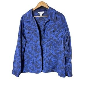 Susan Graver Style Midnight Blue/Blk Cropped Jacket 2X‎ Cotton Blend Art To Wear